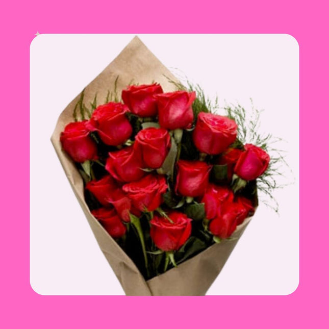 Rose Bouquet - 15 Stems (RED, PINK, WHITE or MIX)